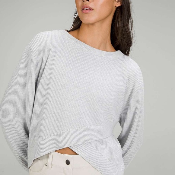 lululemon athletica Sweaters - NWOT Lululemon Reversible Crossover Sweater - Heathered Light Grey SZ 6